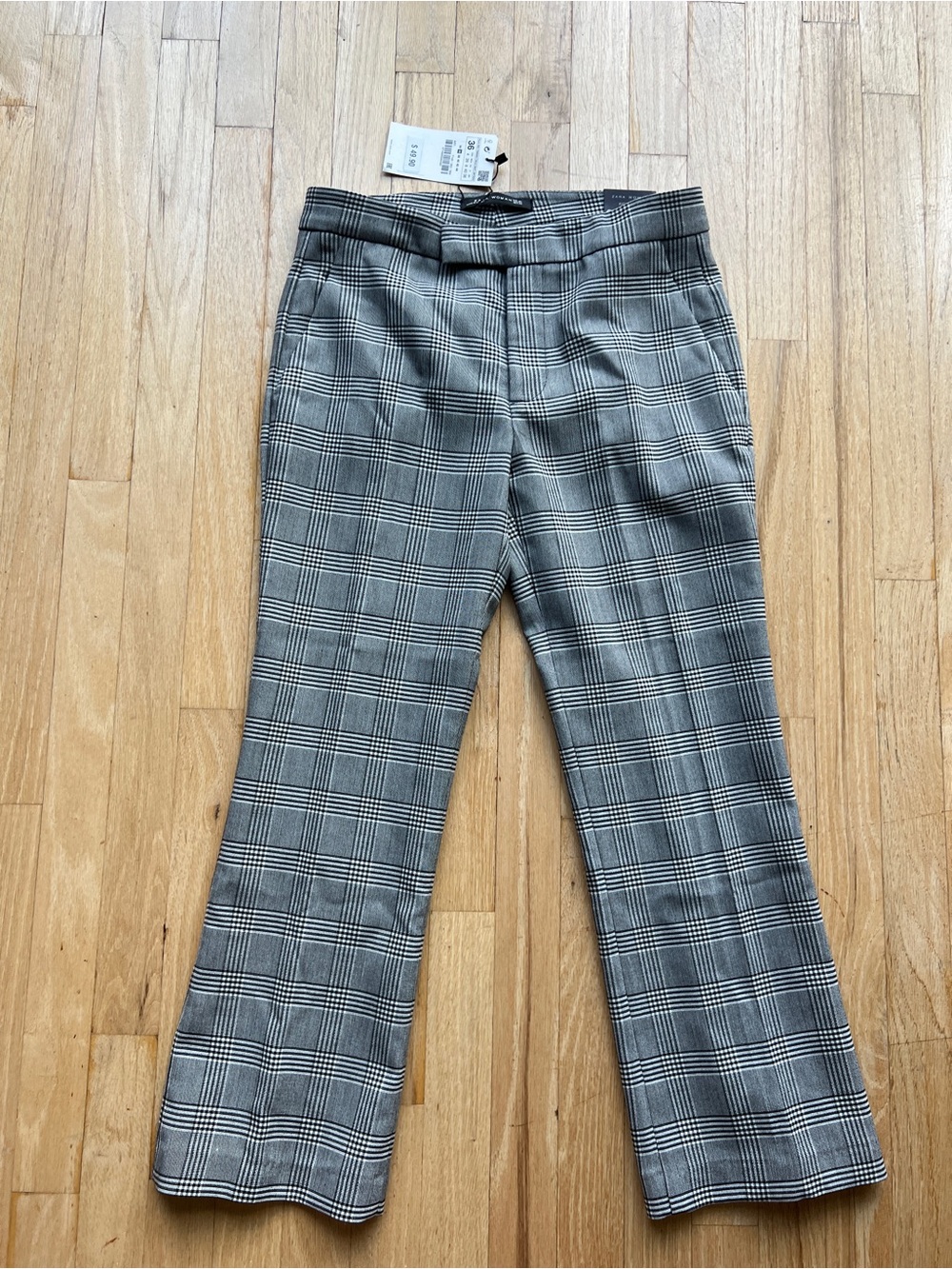 New Zara Women's Plaid Flare Dress 3/4 Pants
